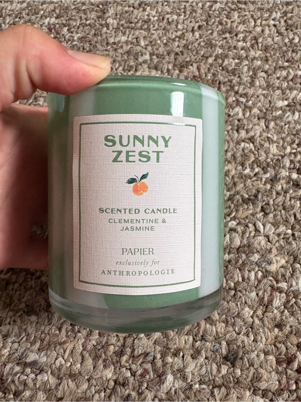 Anthropologie Sunny Zest Clementine & Jasmine Scented Candle - Green